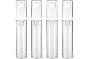 AIYORSE 4 Pcs Refillable Clear Travel Airless Pump Container - Vacuum Cosmetic Press Pump Bottle for DIY Foundation Gel Lotion Moisturiser Shampoo Toiletry (10ml)