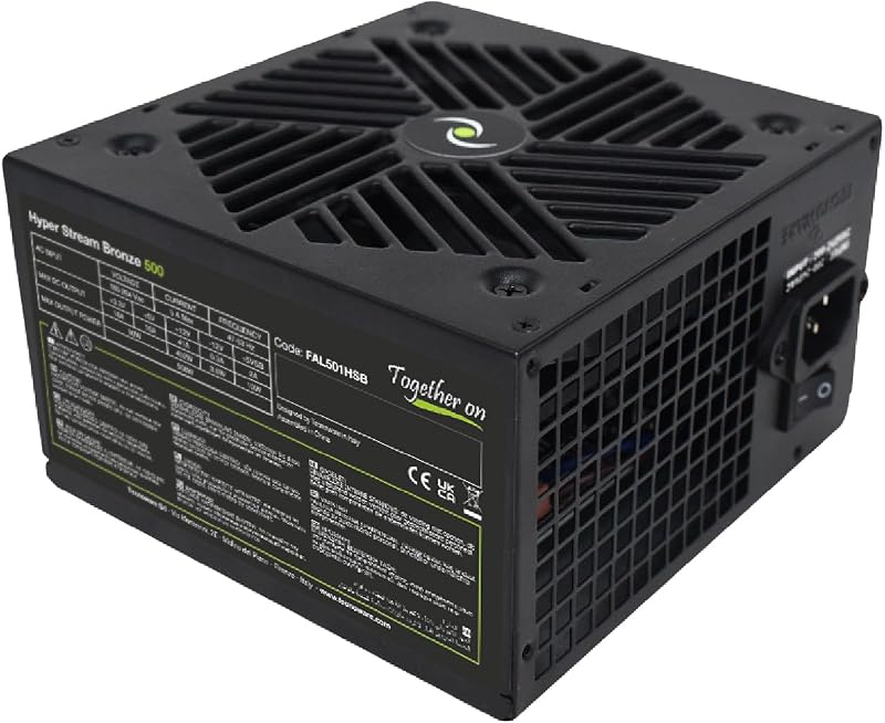 Tecnoware ATX Hyper Stream Bronze 500W PSU PC Power Supply Silent 4.7in Fan