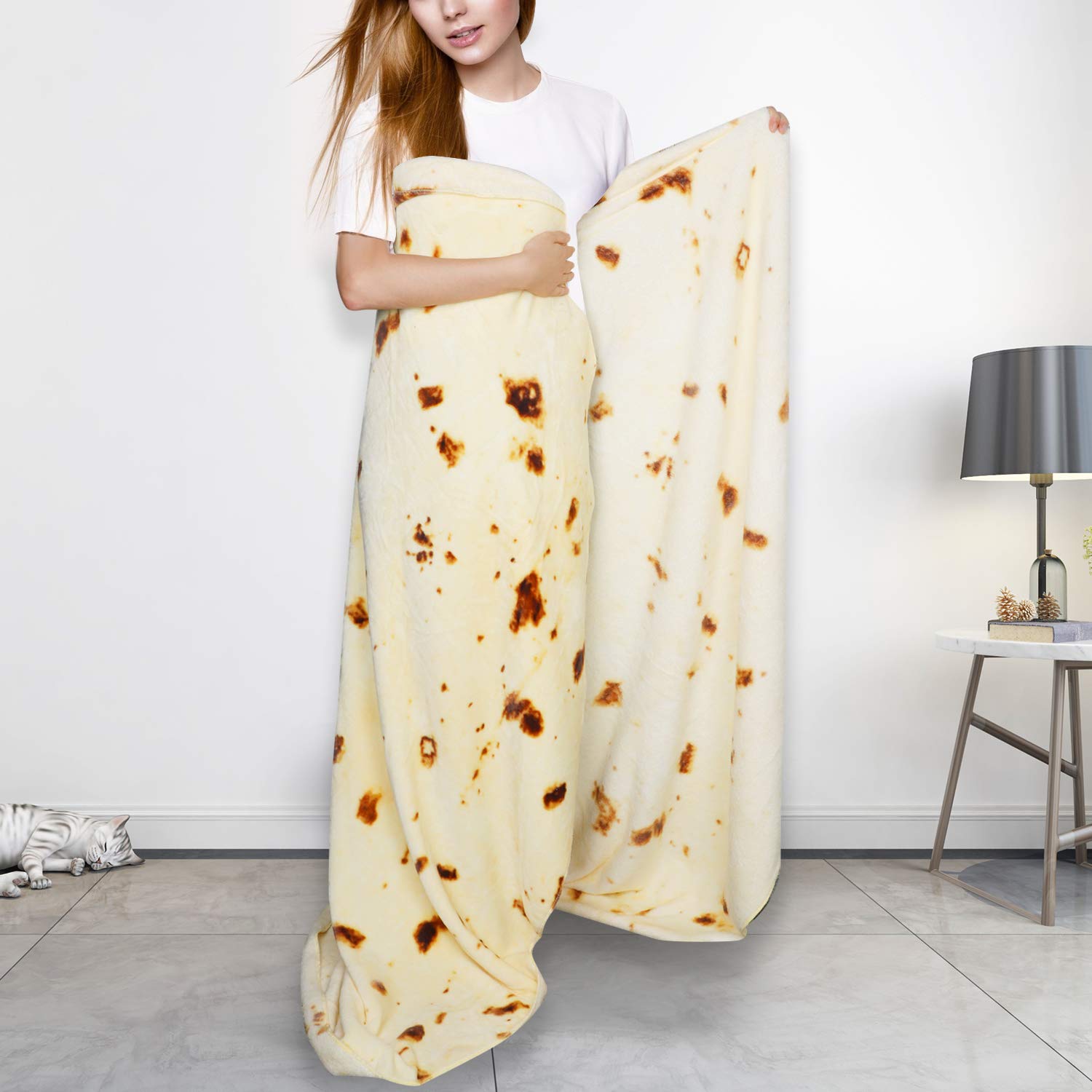 Sivio Burritos Tortilla Blanket with Dual Sided Pattern, Soft and Plush
