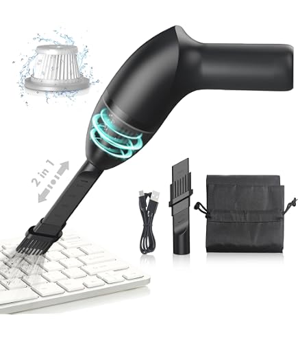 Honlibey 8Kpa Mini Handheld Vacuum Cleaner, 120W High Power Cordless Car Vacuum, 2 in 1 & Air Duster, With LED Light & Multi-Nozzles for Car...