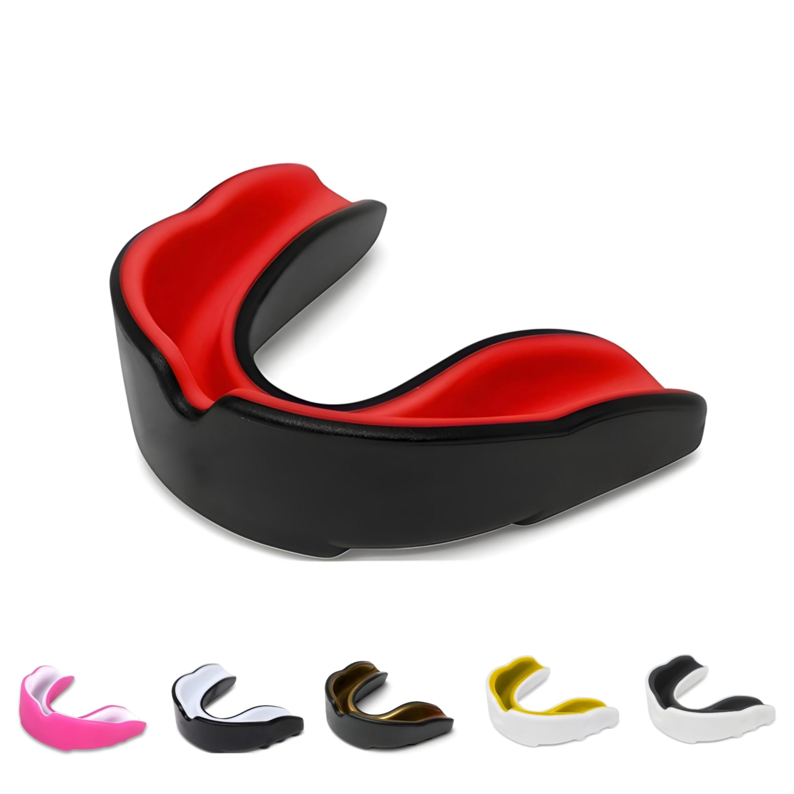 SKT SOUQ Sports Mouth Guard, Adults and Junior Gum Shield with case,Mouthguard for Jaw Protection in Contact Sports,Boxing,MMA Rugby,Karate and Martial Arts (Black/RED, Adult Above 11 Years)