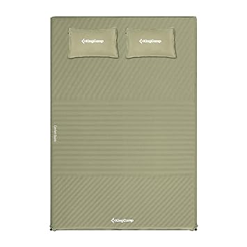 KingCamp Doppel Isomatte Selbstaufblasbare Campingmatratze mit 2 Selbstaufblasenden Kissen für Camping Outdoor, 198 × 130 × 4