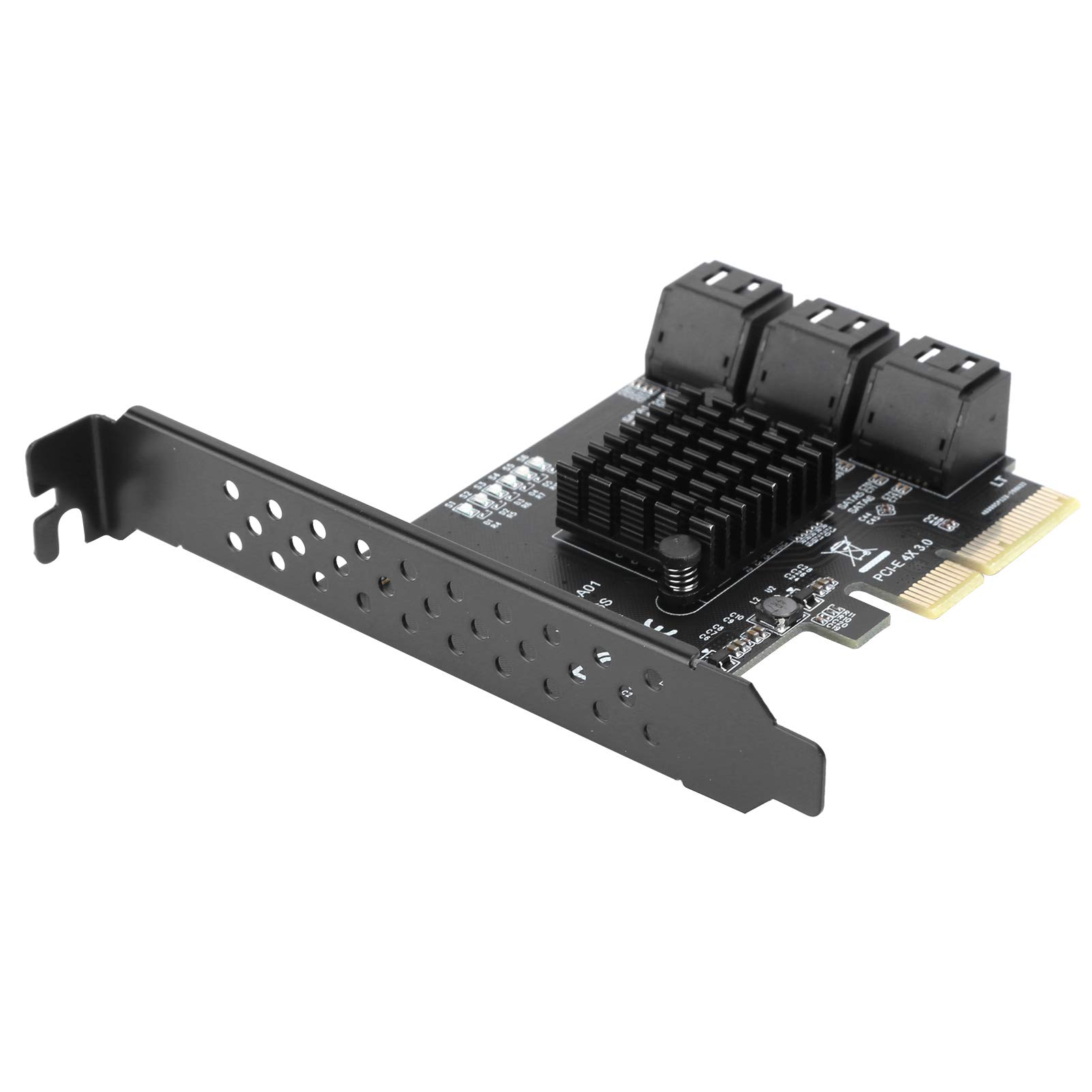 Erweiterungskarte für ASMedia ASM1166 Master, PCIE zu 6 Port SATA3.0 Festplatte 6G PCI-E3.0 GEN3 4X Interface Hub Adapter, Einfach zu Transportieren und Aufzubewahren 4
