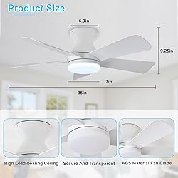 Depuley Modern Ceiling Fan with Light: 35-Inch