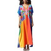 Kaftan Dresses for Women Side Split Caftan Bathing Suit Cover Up Casual Long Beach Loungewear Dress