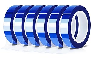 MEBMIK 6 Rolls 10mm x16m(52FT) Blue Heat Tape High Temperature Heat Resistant Tape Heat Transfer Tape for Heat Sublimation Press Vinyl,No Residue