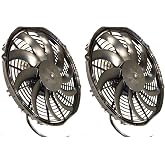 SPAL 30101522 12 Inch Fan Puller, Curved Blades VA10-AP50/C-61A | 2 Pack | 12 Volt, 1226 CFM, Electric Radiator Fan, Condenser Fan, Oil Cooler, Trans Cooler, Medium Profile, Brushed, Slim