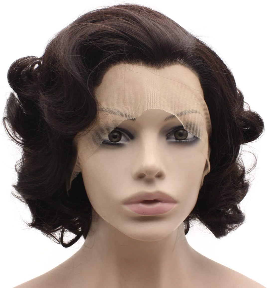 Short Curly Dark Brown Mix Stylish Lace Front Wig