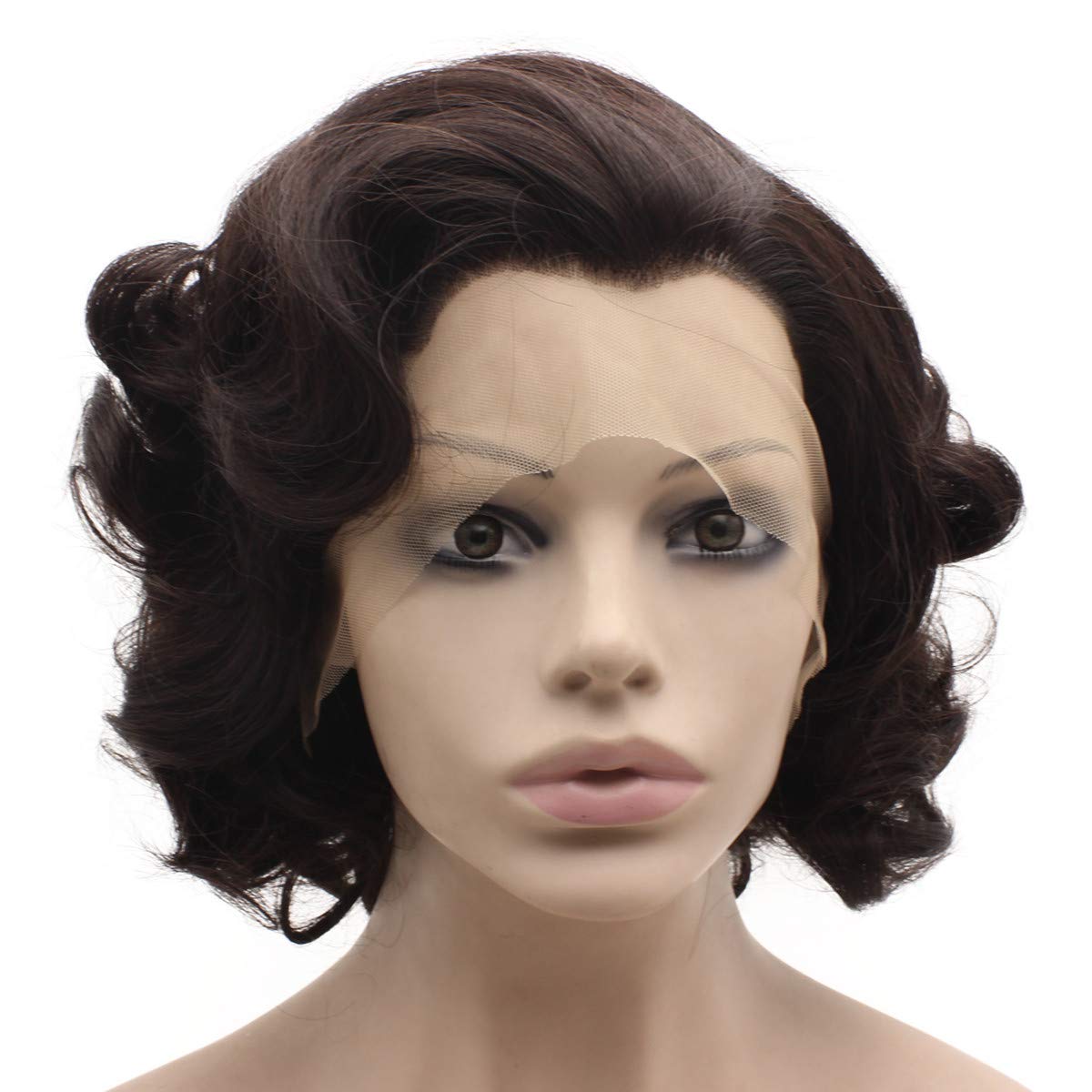 Short Curly Dark Brown Mix Stylish Lace Front Wig