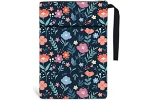 Hobbspring Floral Pattern Book Cover Polyester Book Sleeve with Zipper and Front Pocket, Black, Multicolor, 34cm(13.4inch)x24