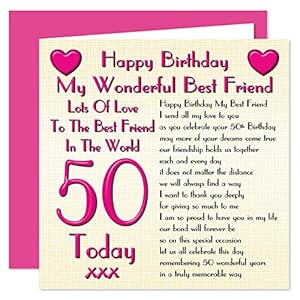 Best Friend 50th Happy Birthday Card - Lots Of Love To The Best Friend