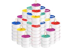 Tea Light Candles 3.5 Hour Unscented Extended Burn Time Tealights for,Wedding,Dinner,Birthday,Party,Valentine 50 Pack 5 Color