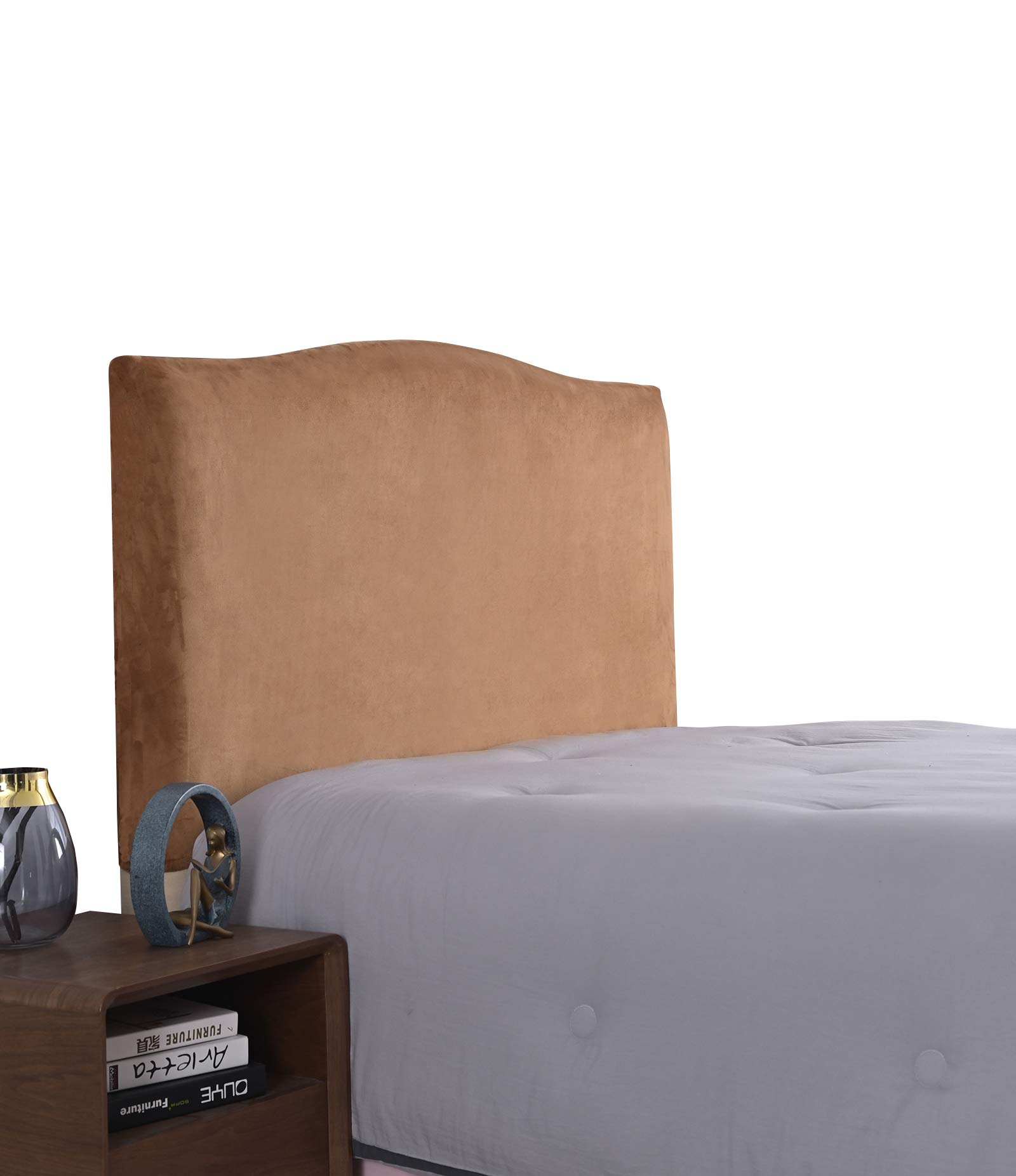 WINS Bed Headboard Cover Stretch velvet Headboard Slipcover Protector Dustproof headboard decor for single double king beds Camel
