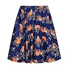 Fancyqube Women's Elastic Waist Cute Sloth Print Flared Mini Skirt Navy Blue XL