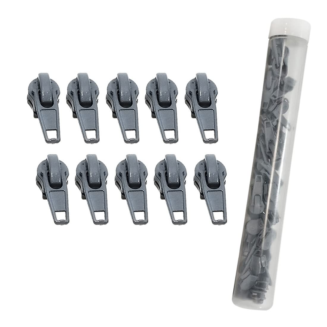 50 Units/Tube Slider Automatic Zipper Slider #5, Zipper Handle for Repairing or Assembly, Grey 319, 50 Sliders