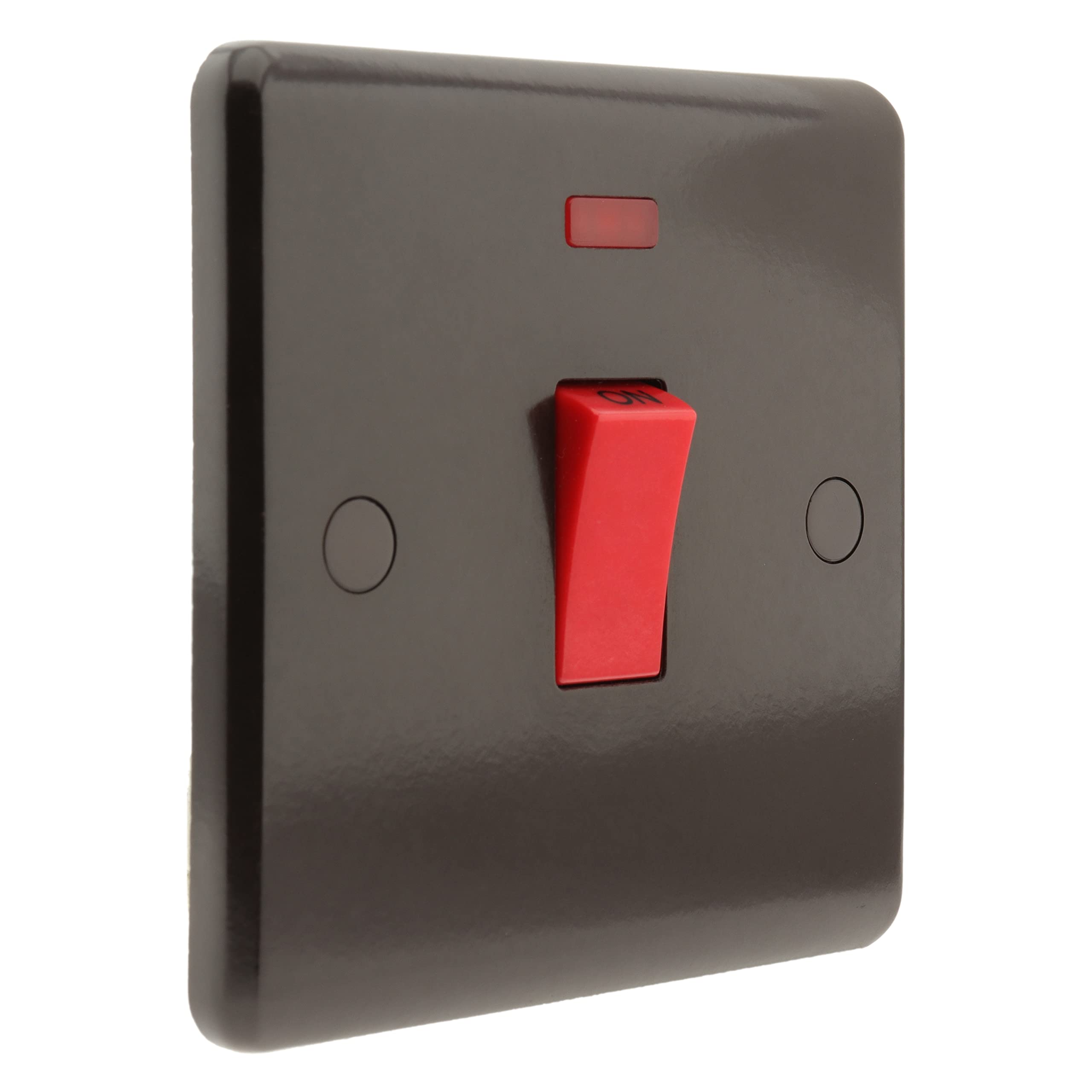 Art Deco Emporium 1Gang 45Amp Dual Pole Switch with Neon Indicator in Vintage Period Style Bakelite Dark Brown Part of the New eXalt V2.0 Brand. Standard UK DP 1-Gang 45 Amp DP — image 1