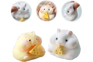 FAUKAIT 2pcs Squishy Hamster Squeeze Toys,3inch Big Cute Soft Hamster Squishy Toys,Stress Relief Squishies for Kids Party Favors, Pinch Family, Fidget Toys Suitable Adults Kids Big