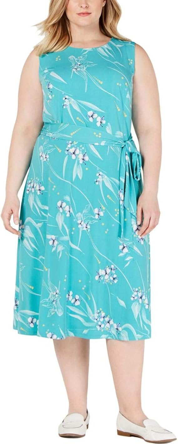 Charter Club Womens Plus Floral Daytime Midi Dress Blue 1X at Amazon Womenâs Clothing store