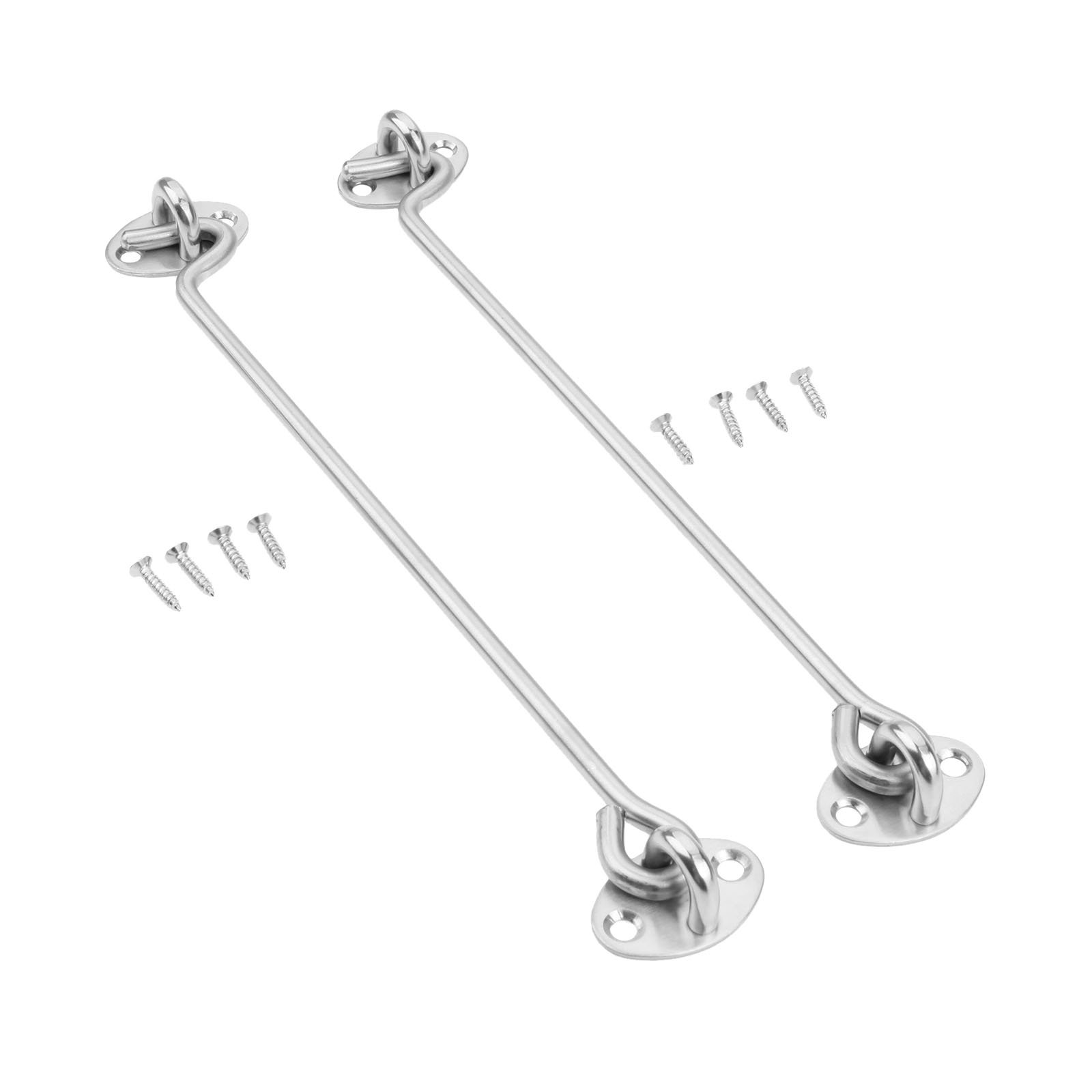 DRELD 12" Cabin Hook Eye Latch for Doors, 2Pack Eye Door Latch Window Catch Gate Lock Silent Holder 201 Steel (12")