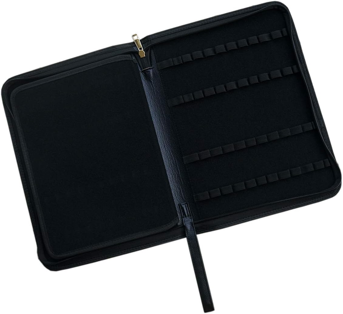 Fountain Rollerball Pen Black Large PU Leather Pen Case Pen Holder for 48 Pens (Black), 48 PU Case, Black, 1 count (Pack of 48) - Image 5