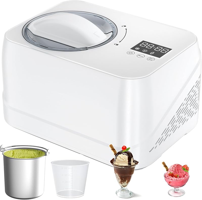 AcmEenjoy No Pre-freezing Ice Cream Maker 1.2L Compressor 3 in 1