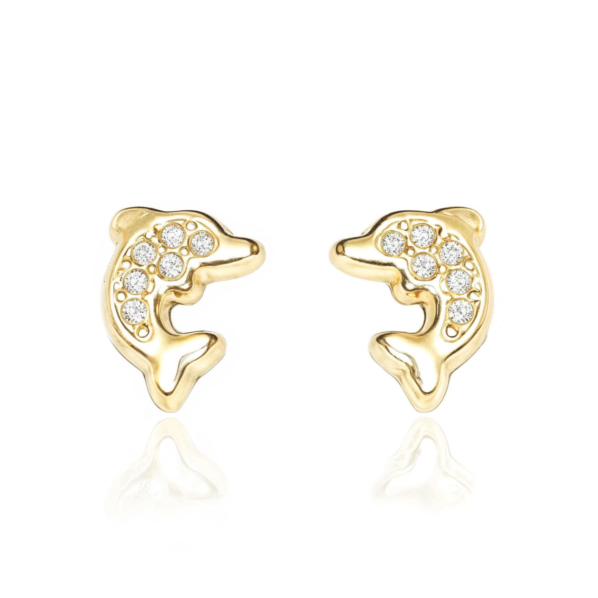 18ct Yellow Gold dolphin Children's Earrings