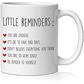 BEHIFL Little Reminders Inspirational Coffee Mug, Positive Affirmation Gifts for Women Men, Motivational Mental Health Ceramic Coffee Tea Cup Mug 11oz