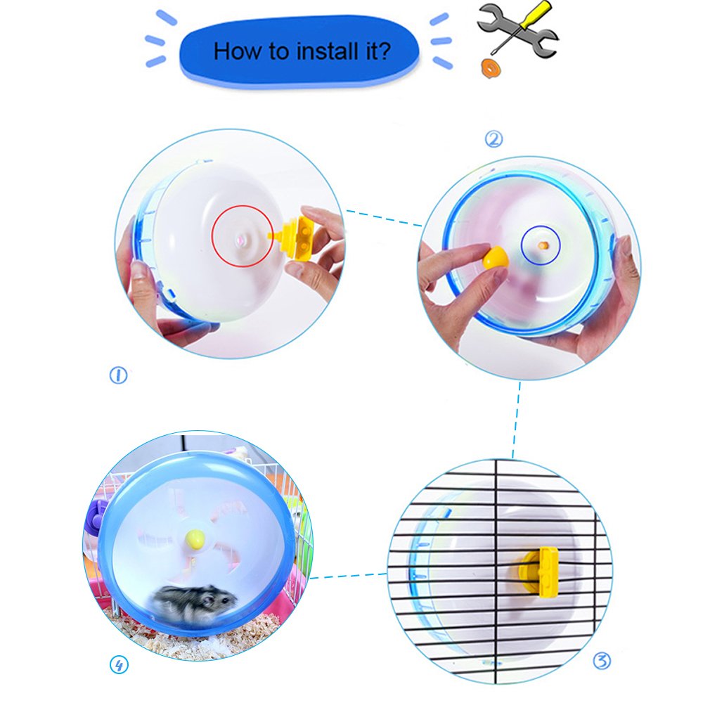 Fun Spinner Wheel for Small Pets -- Durable and Comfortable Spinning Exercise Toy from SunGrow - As Quiet as Library - Convenient 7” Diameter Perfect for Hamsters, Gerbils, Mice and Guinea Pigs