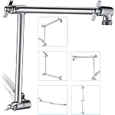 PDPBath Shower Extension Arm, 16" Upgrade Solid Brass Shower Head Shower Head Extender, Adjustable Height Extended with G1/2 Universal Connection for Rain &amp; Handheld Shower Head - Chrome