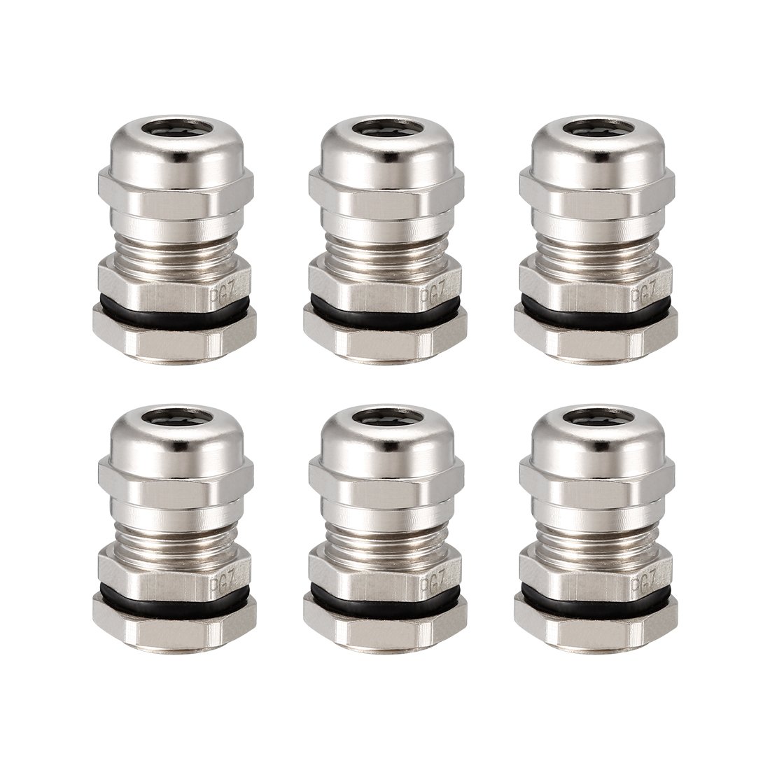 sourcing map 6Pcs PG7 Cable Gland Metal Waterproof Connector Wire Glands Joints for 3mm-6.5mm Dia Range