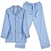 GLOBAL Men's Sky Blue Long-Sleeve Sleepwear 100% Cotton Pajamas Set Large