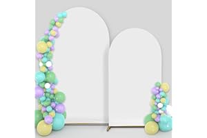 NNG Set of 2 Weddings Arch Covers 6Ft/7.2Ft White Spandex Arch Backdrop Stand Covers,2 Sided Round Top Backdrop Covers for Birthdays Party,Ceremony Banquet Decoration(Only Arch Covers)