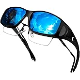 KANASTAL Fit Over Glasses for Men Women Polarized UV400 Protection Fashion Wrap Around Shades