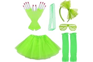 Miayon Kids 6 in 1 Costume Accessories 1970s 1980s Fancy Outfits and Dress for Cosplay Party Theme Party for Girl