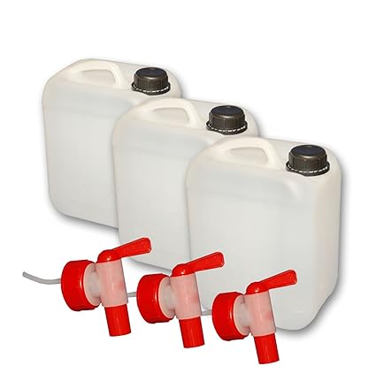 3er Set: 5 Liter Kanister mit Hahn (DIN 45)