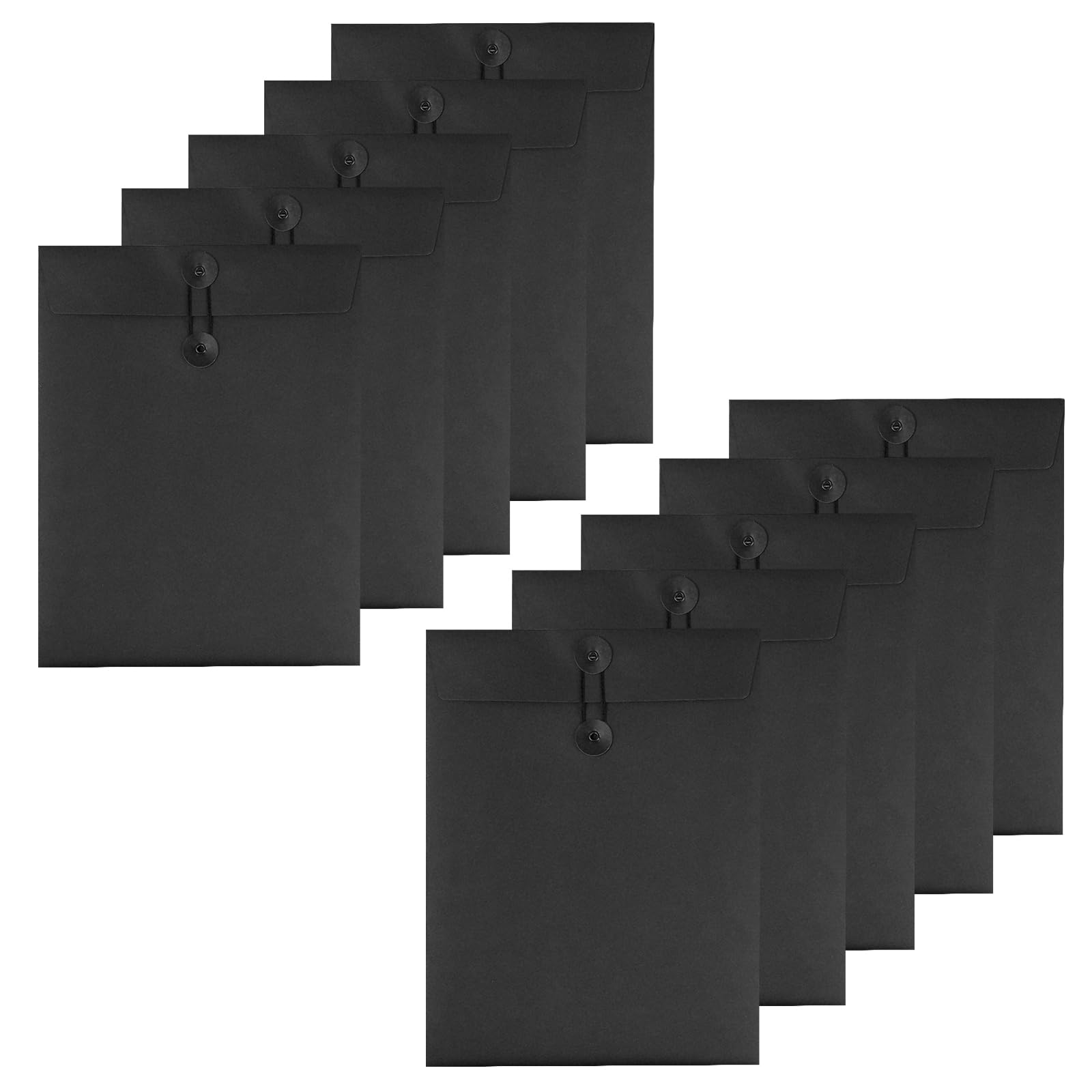 10 Pcs A4 Kraft Paper Envelopes File Folders with String Closure Portfolio Foolscap Paper Organiser Portable Project Pockets Document Wallet Storage Pouch Bills Receipt Bag for Office School Home