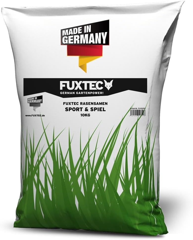 Rasensamen 10kg Sport + Spiel Rasen FUXTEC Grassamen Sportrasen Spielrasen