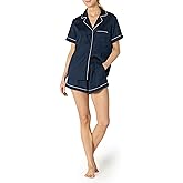 Amazon Essentials Women's Satin Short Sleeve Button-Down Top and Short Sleepwear Pajama Set