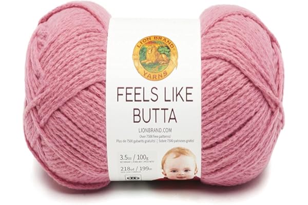Lion Brand Yarn Feels Like Butta Yarn, Velvety-Soft Yarn for Crocheting and Knitting, 1 Pack, Dusty Pink