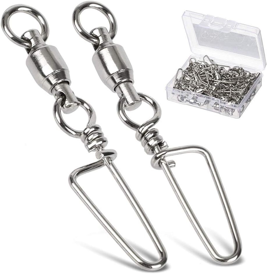 9Tong Carp Fishing Swivels, Ball Bearings Swivel with Coastlock Snap Solid Welded Rings High Speed Rotating Stainless Steel For Sea Fishing