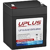 UPLUS LP12-5.0 12V 5Ah AGM Battery SLA Replacement for DJW12-4.5 | Rechargeable Backup for LiftMaster/Craftsman 4228 Garage Door Opener, Security Alarm System etc.