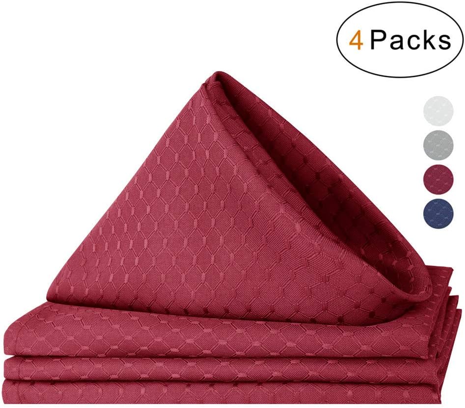 VCVCOO Cloth Napkins Set of 4, Burgundy Dinner Napkins Washable17 inch,Square Fabric Napkins Great for Brunch, Catering Events, Thanksgiving, Dinner Parties, Christmas and Everyday Use
