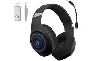 KAPEYDESI Wireless Gaming Headset, 2.4GHz USB Gaming Headphones for PS5, PS4,Switch,PC,Mac with Bluetooth 5.2, 40H Battery, ENC Noise Canceling Microphone, 3.5mm Wired Jack for Xbox Series (Black)
