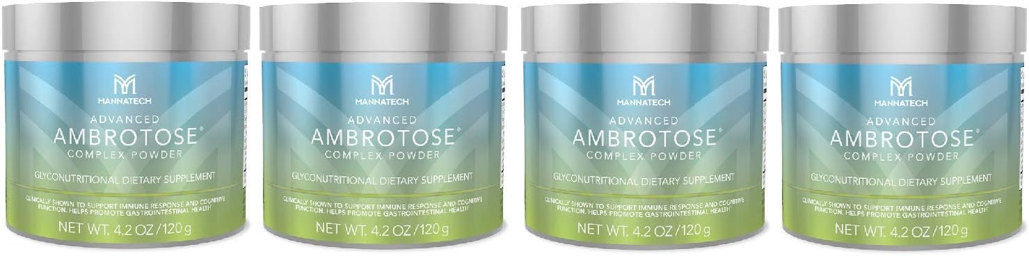 Combo of 4 New Generation Mannatech Advanced Ambrotose 120g Powder, Added Manapol, More Pure and More Advanced! by Advanced Ambrotose