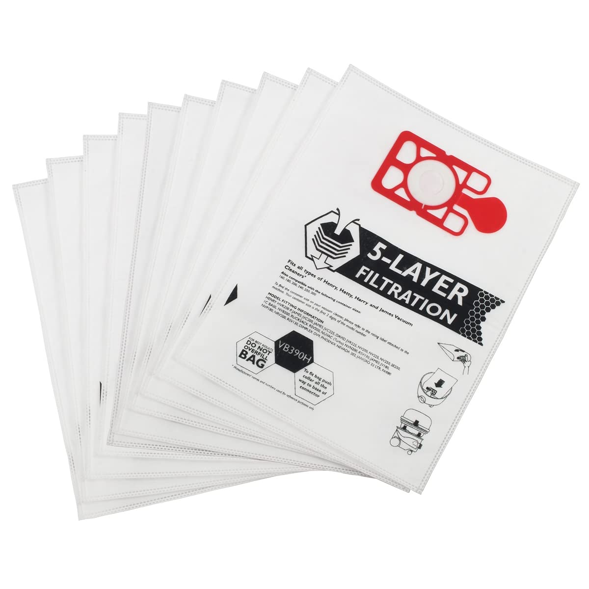 FIND A SPARE Microfibre Poly Dust HepaFlo Bags For Henry Numatic NVM-1CH 907076 Hetty Basil James Pack Of 10
