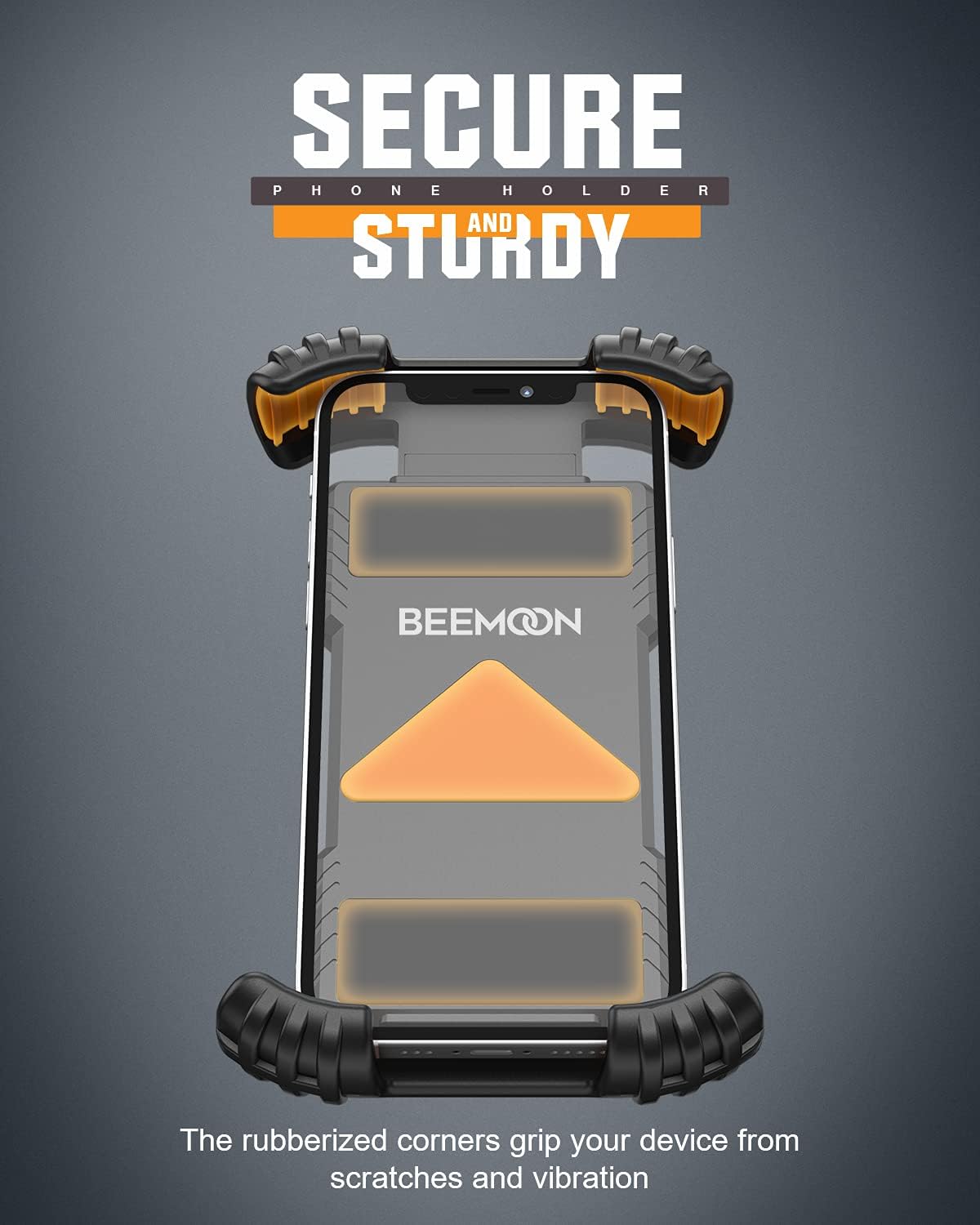 Beemoon Universal Phone Mount for Motorcycle, Scooter, Peloton Bike Phone Holder Compatible with iPhone 12 11Pro XR SE, All 4.7-6.8" Devices, Orange