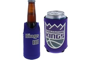 KOLDER NBA Basketball Team Color Logo Can & Bottle Holder Insulator Beverage Cooler Set (Sacramento Kings)
