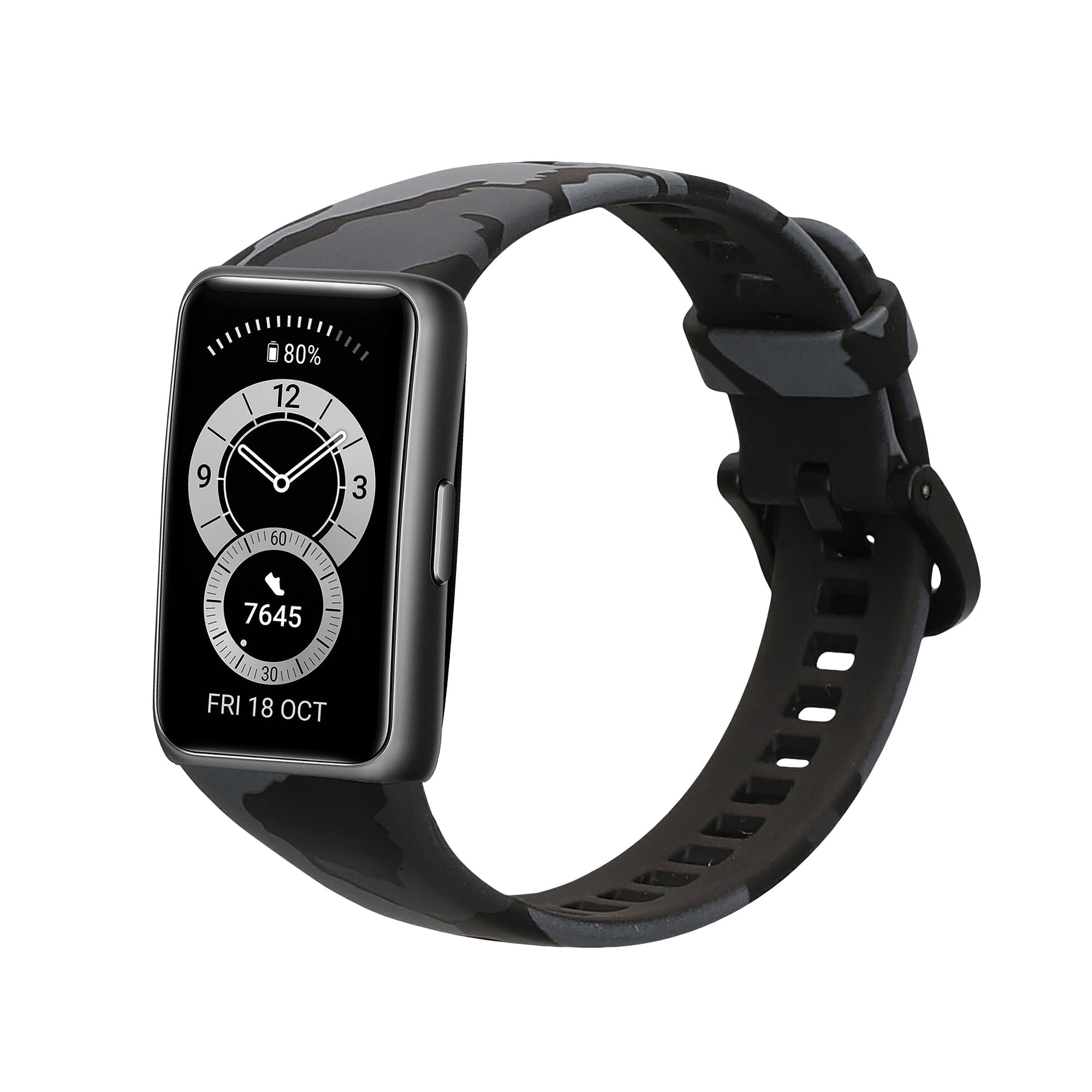 kwmobile TPU Silicone Strap Compatible with Huawei Band 6 & 6 Pro/Honor Band 7 & 6 - Tracker Band - camouflage Dark Grey/Black/Light Grey