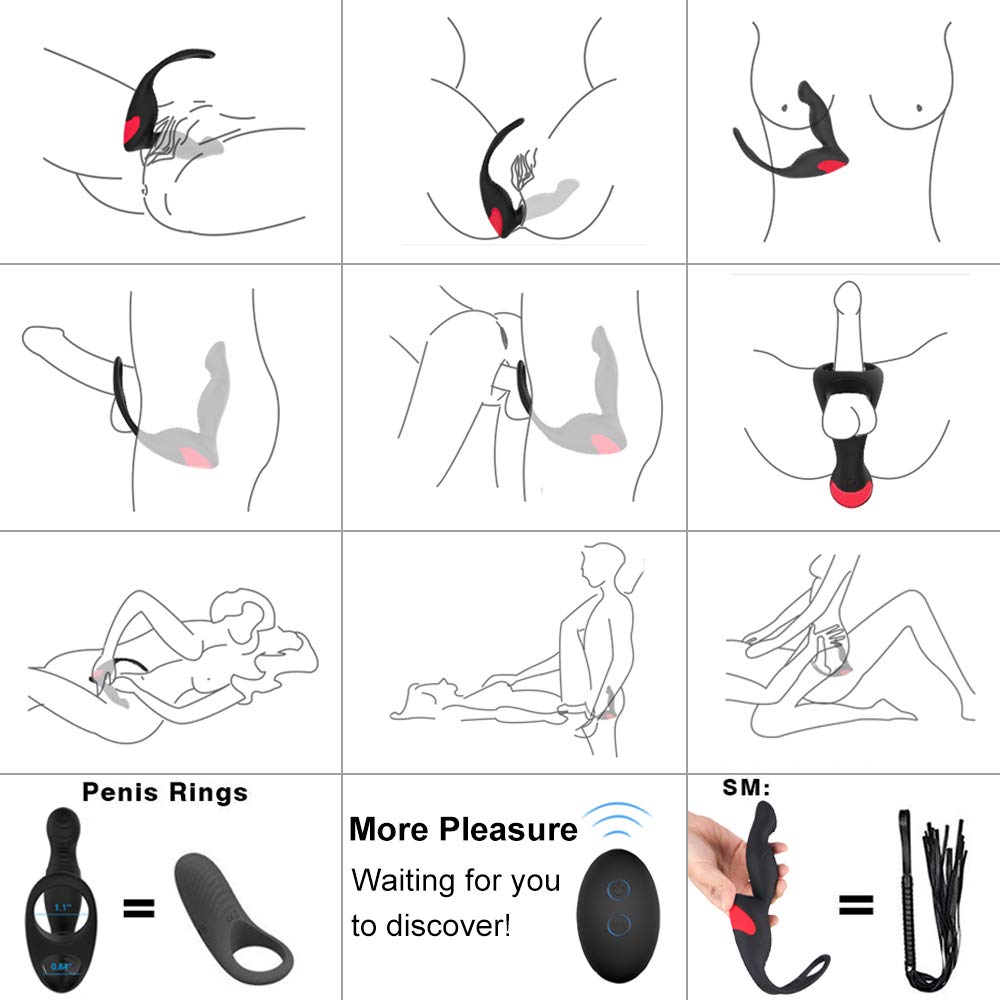 Allmay Analvibratoren Analplug, Super Soft Silikon Prostata Stimulator, USB Aufladbar Sexspielzeug Vibratoren mit Cockring Vibratoren Butt Plug, Wasserdicht, Fernbedienung, 9 Vibrationsmodus für Männer, Frauen, Lesben, Paar, Erwachsener, Ih