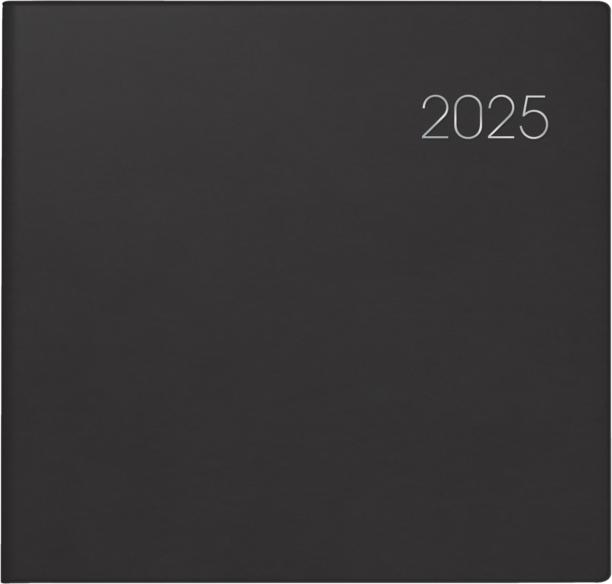 BRUNNEN Book Calendar Model 766 (2025) Yearly Planner, 2 Pages = 1 Week, 210 × 205 mm, 144 Pages, Balacron Cover, Black